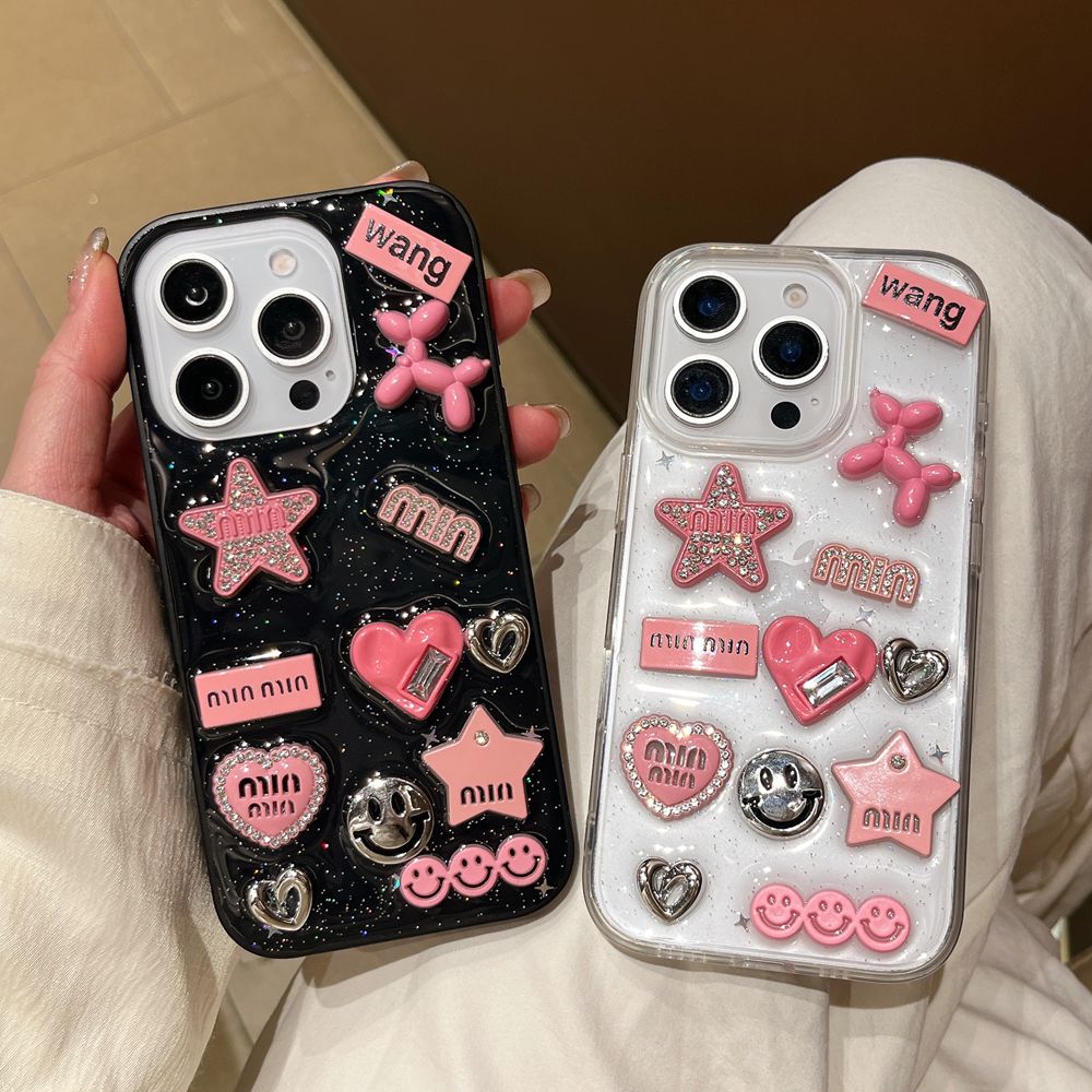 Phone Cases Dior - Cute 3D Love Heart Y2K Star