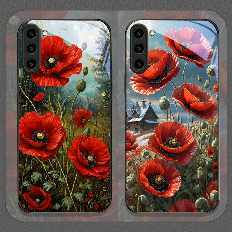 Phone Cases For Samsung S22 - Retro Poppy Flower Bloom Hot Red