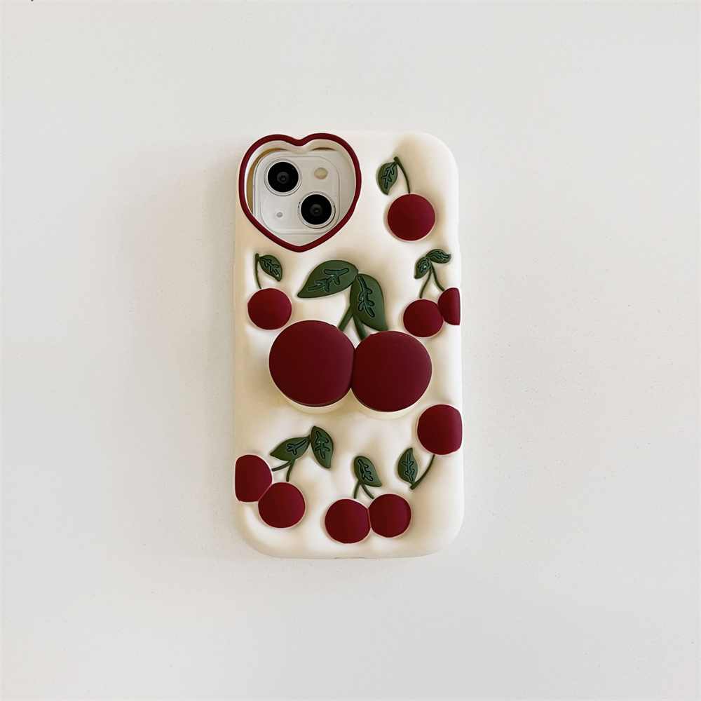 Phone Cases Dior - Funny Cartoon 3D Cherry Kickstand Case