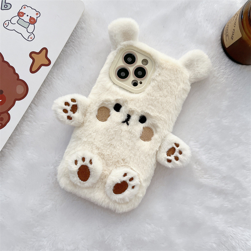 Korean 3D Cartoon Bear Fluffy  - đánh giá và giá Phone Cases For Iphone 13