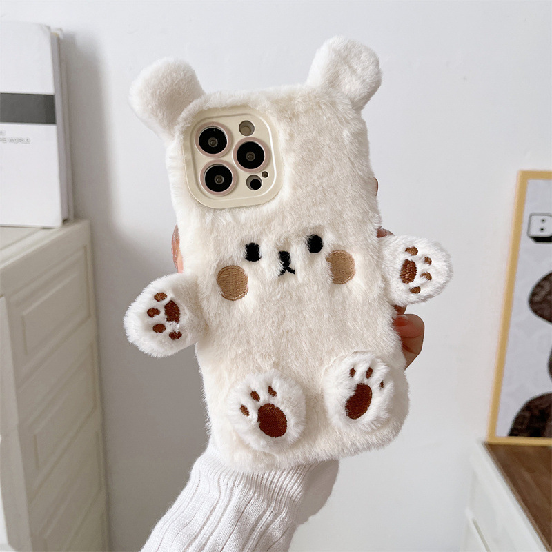 Korean 3D Cartoon Bear Fluffy  - đánh giá và giá Phone Cases For Iphone 13
