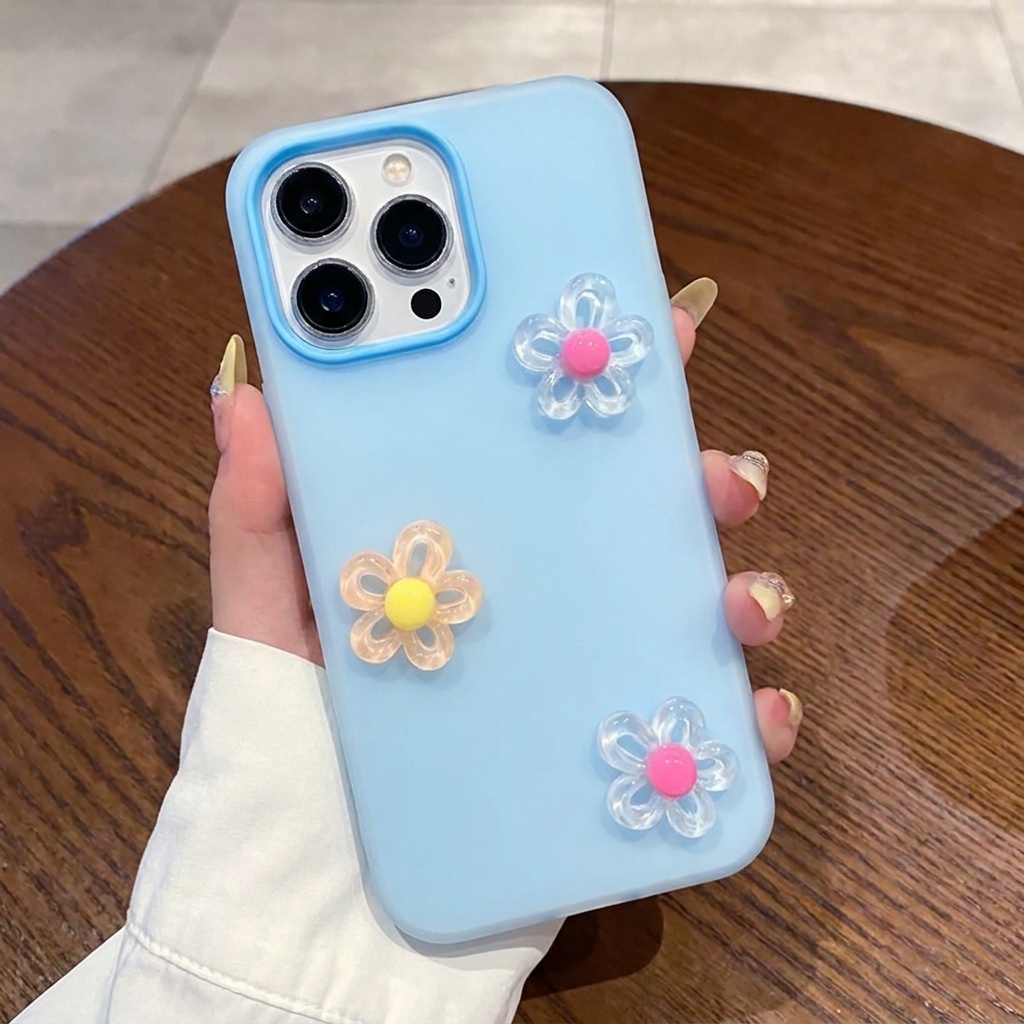 Blue 2 In 1 With 3D Diy Flower - đánh giá và giá Phone Cases Diy