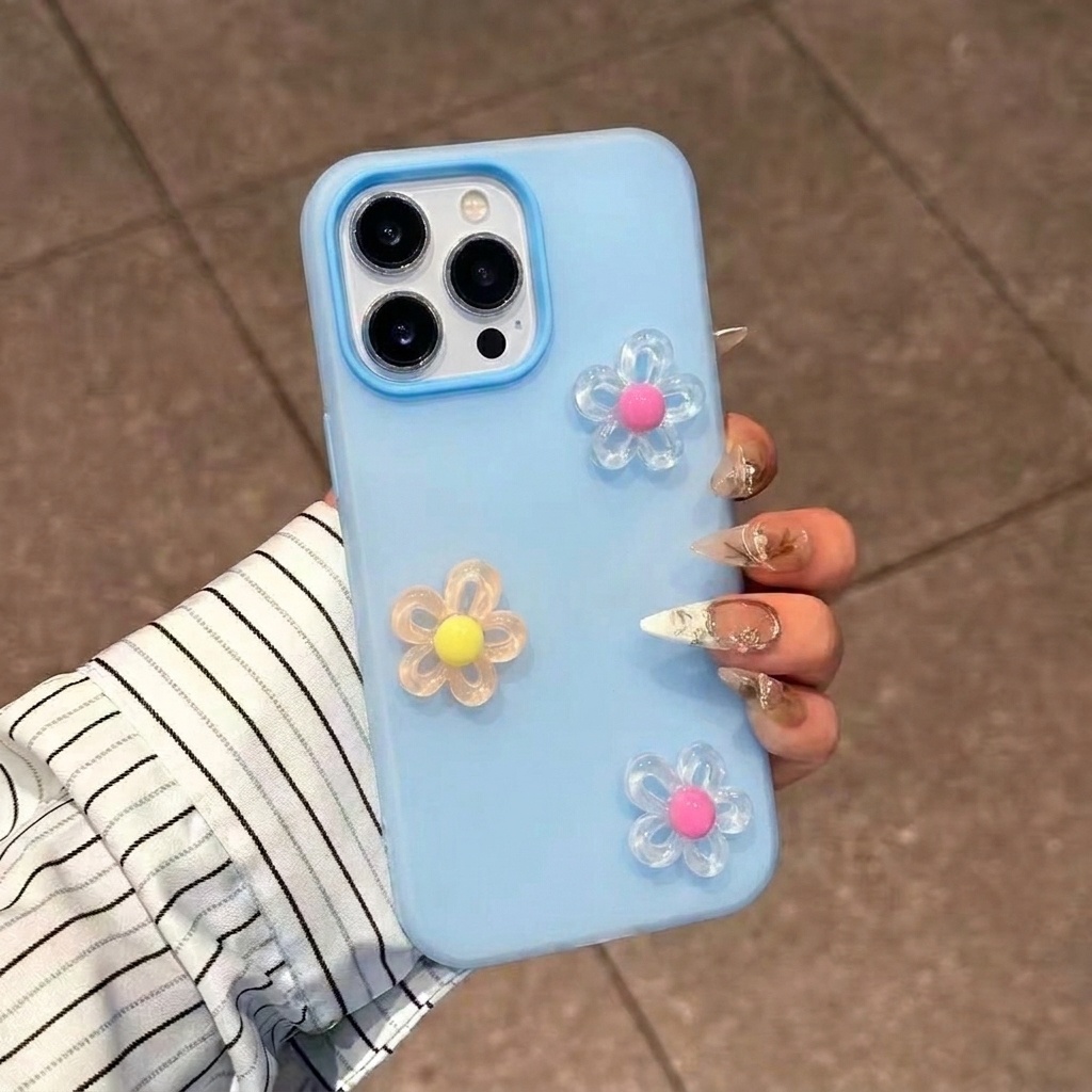 Blue 2 In 1 With 3D Diy Flower - đánh giá và giá Phone Cases Diy